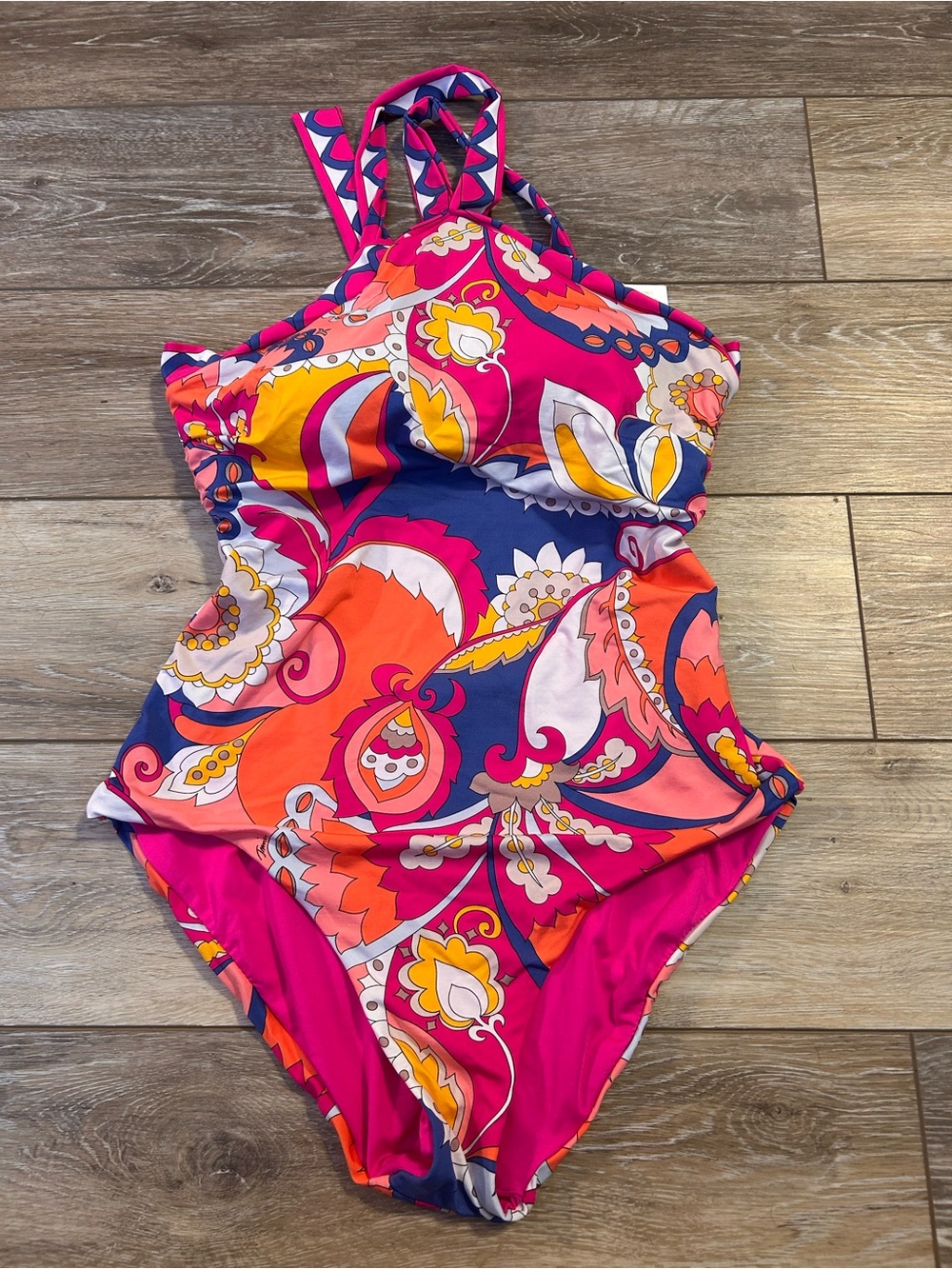 Trina Turk Pink Orange Blue Paisley One-Piece Swimsuit